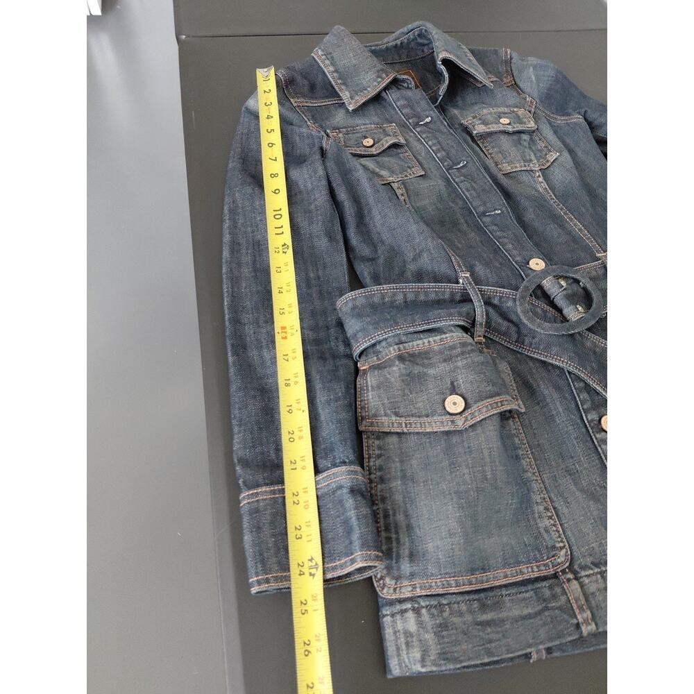7 For All Mankind Jean Dress SMALL Mini Button Up Denim RARE Countryside Belted - Picture 12 of 16